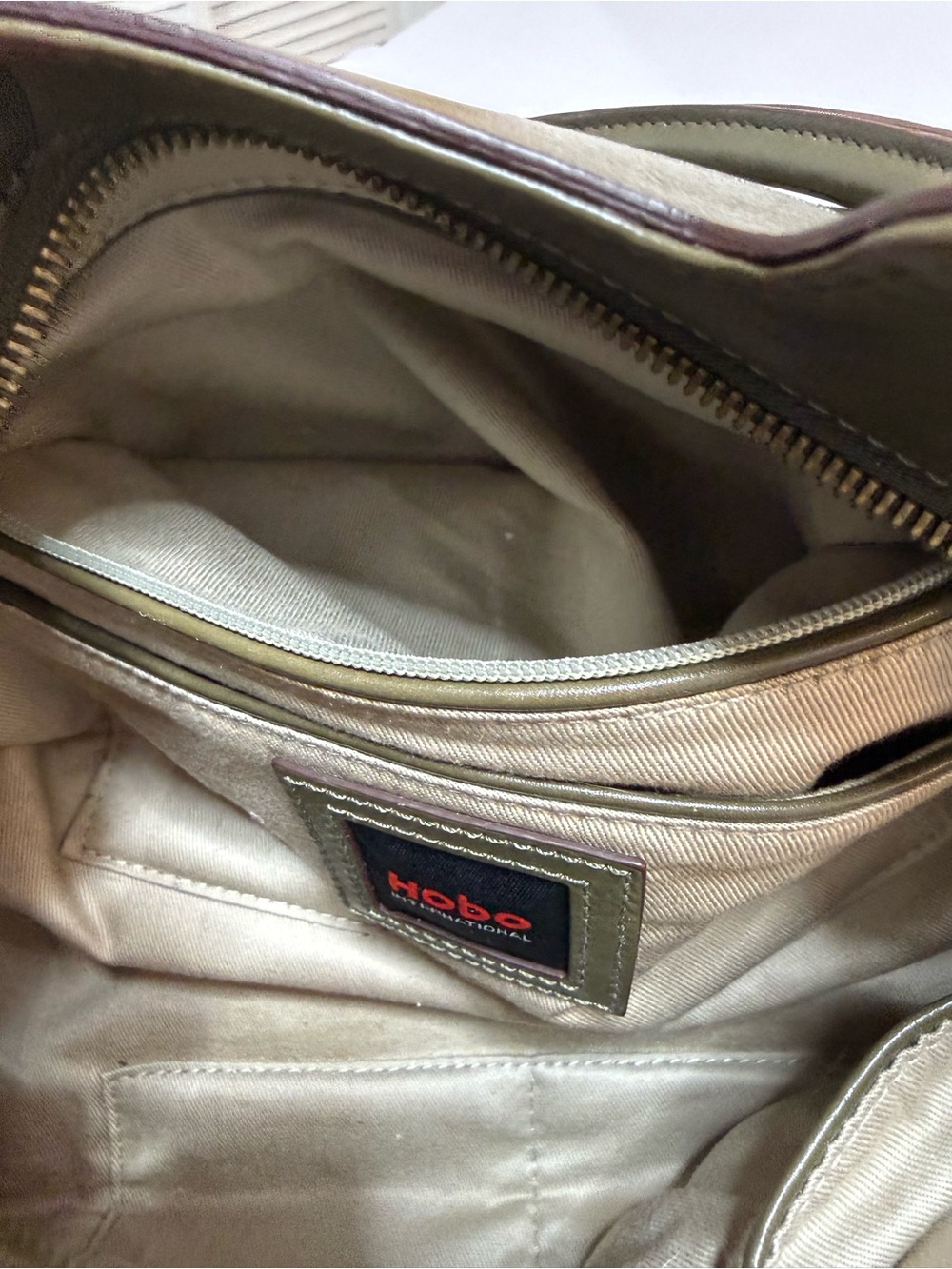 Vintage Hobo International Olive Green Leather Bag Structured Satchel Purse - Picture 16 of 16